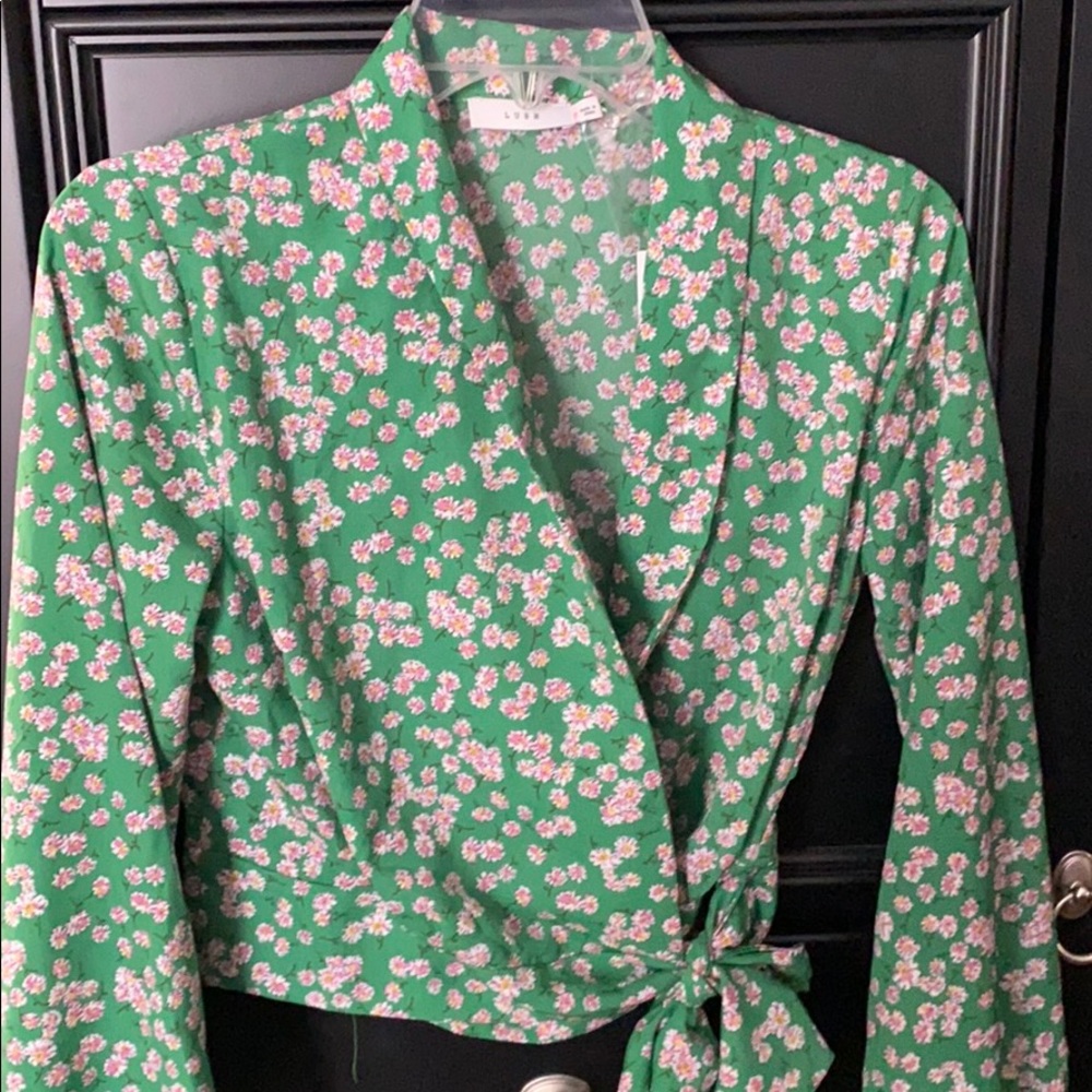 Lime Lush Boutique Green Floral shirt